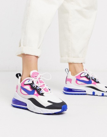 Nike Air Max 270 React Bijele Plave - Ženske Tenisice | 30516VJRI